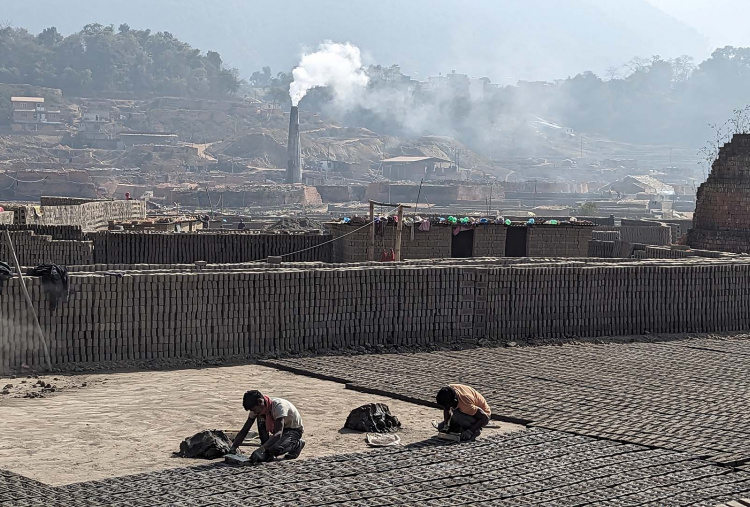 Raw brick making in Nepal